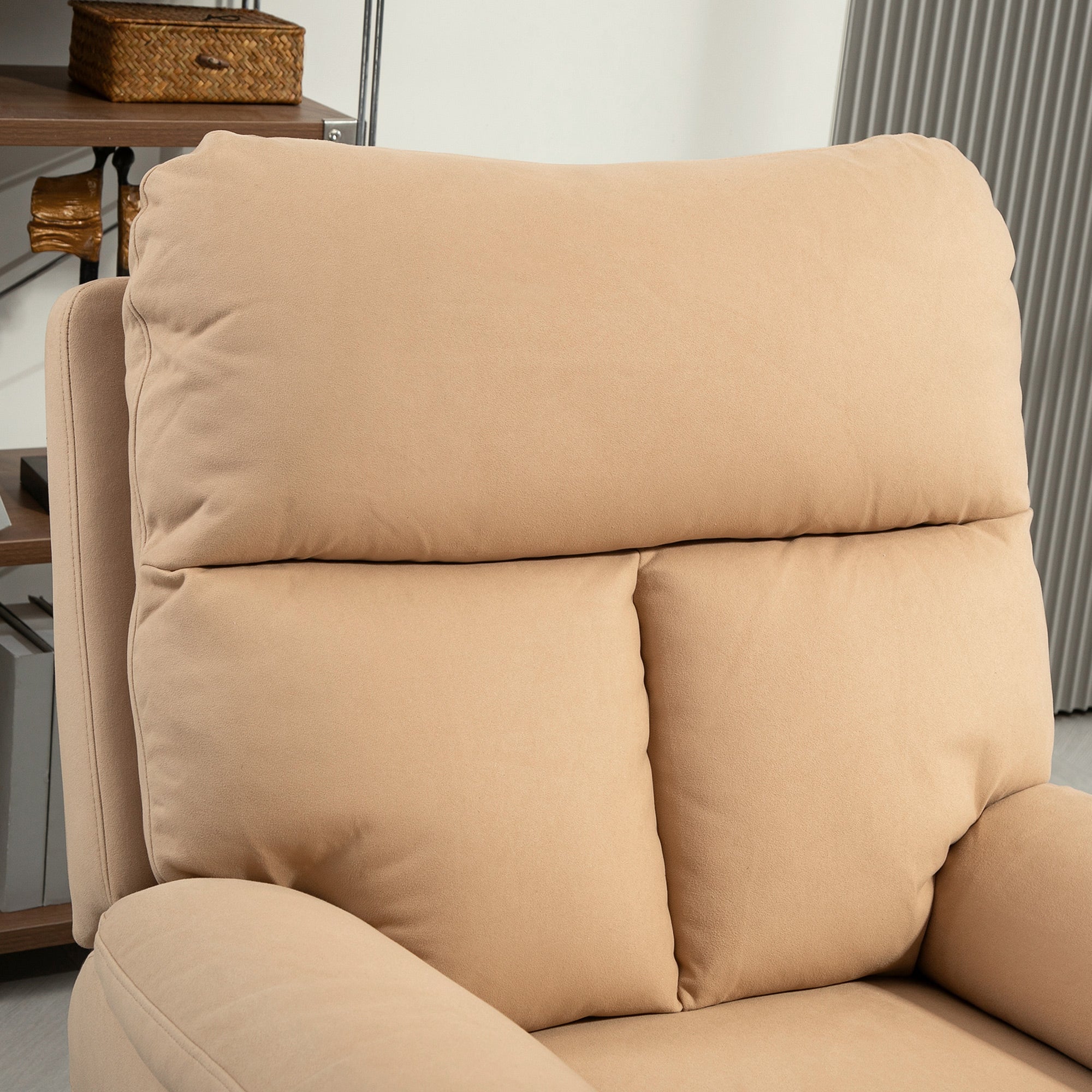 HOMCOM 140° Manual Reclining Armchair, with Footrest - Light Brown